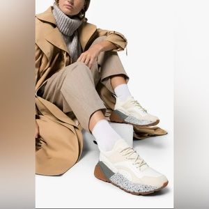 NIB CHIC STELLA MCCARTNEY ECLYPSE WHITE BEIGE GREY SNEAKERS SHOES WOMENS SIZE 37